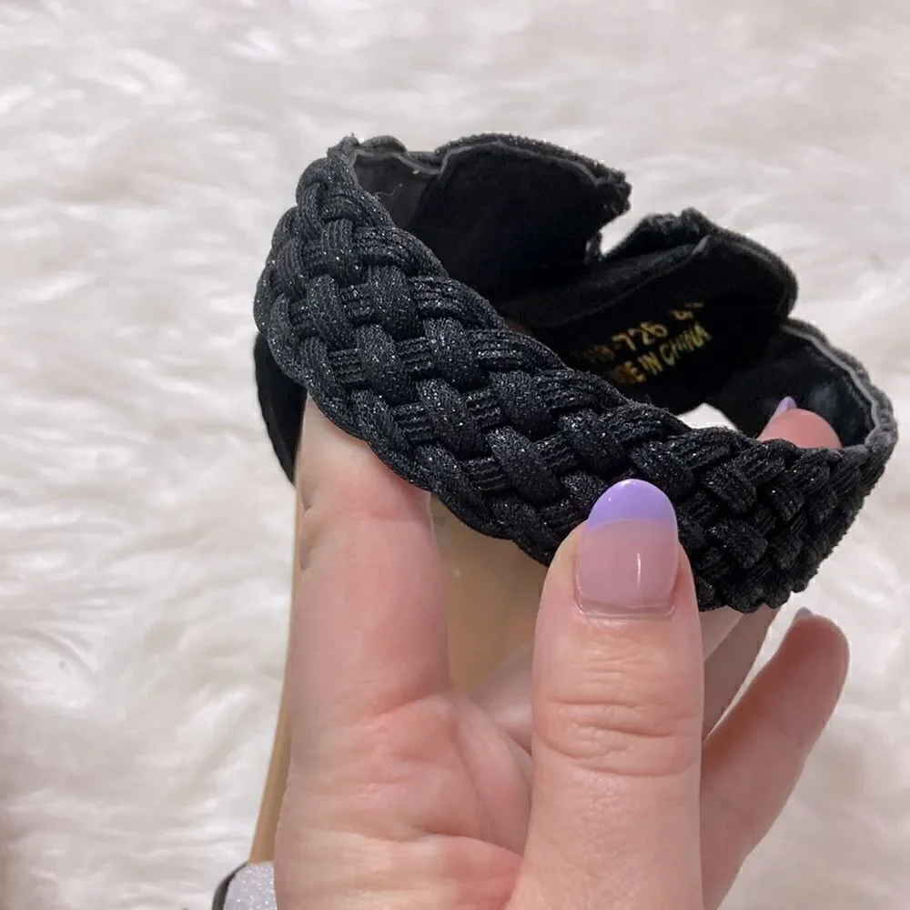 Intini Leather Silver Braided Ankle Strap Low Wedge Sandals